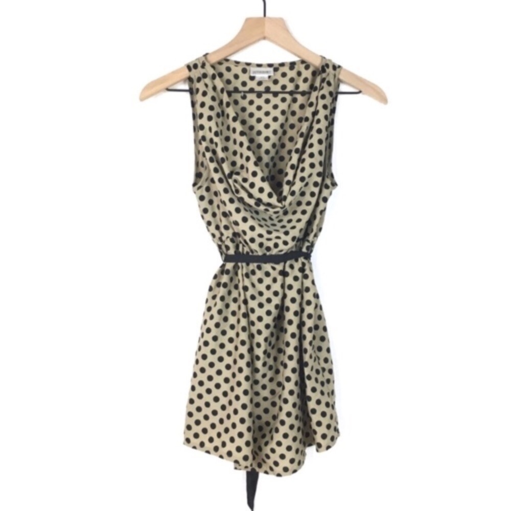MOTHERHOOD MATERNITY Top Blouse Dot Cowl Sleeveless Lightweight Waist Tie Medium - Picture 3 of 9